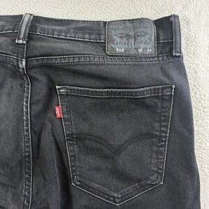 Levis 512 Jeans Slim Taper Mens 36x34 Black Faded Stretch Denim Casual
